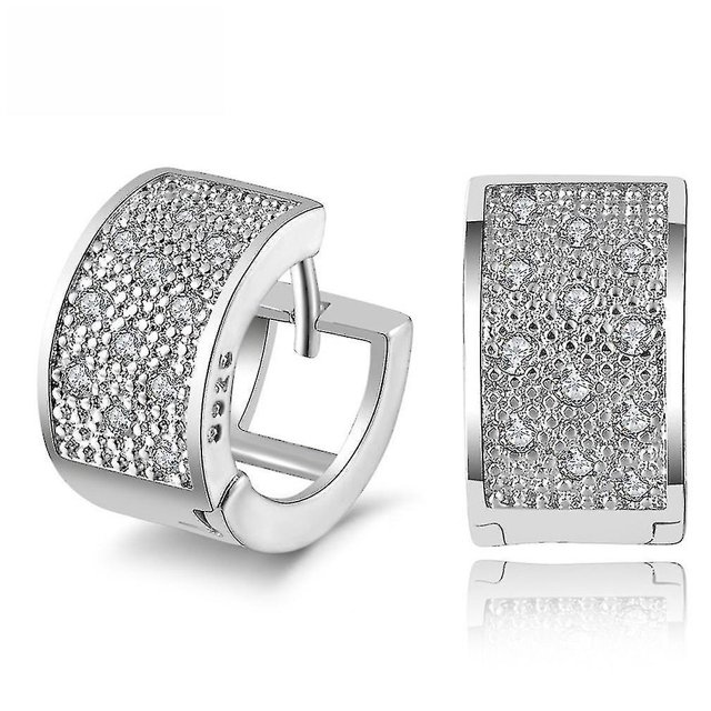 Pendientes de tuerca de plata Aaa con incrustaciones de circón para regalo de cumplea?os LingWen 8390606960078