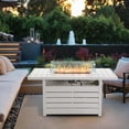 thumbnail image 5 of Heynemo Outdoor Furniture Set w/CSA Certified 54in Propane Gas Fire Pit Table, 4 Seats Aluminum Patio Conversation Sofa with 5in Olefin Cover Cushions, White, 5 of 8