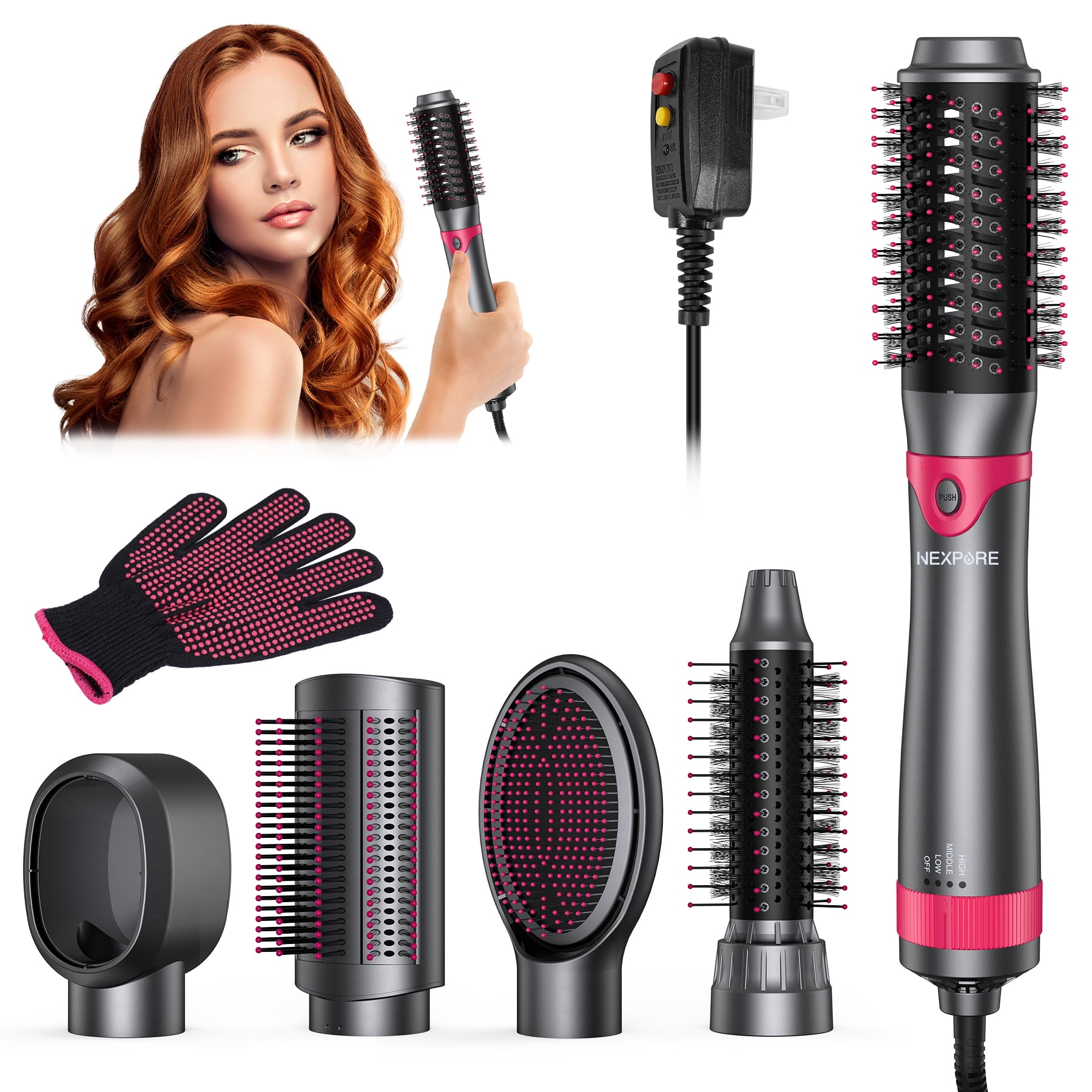 Nexpure 5 in 1 Multifunctional Hair Dryer Styling Tool, Detachable 5-in-1  Multi-Head Hot Air Comb, the Negative Ion Automatic Suction Hair Curler for  Women 