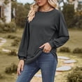 thumbnail image 5 of IMENGL Long Sleeve Shirts for Women Casual Knit Loose Fit Length Relaxed Fit Daily Wear Fall Weekend Travel Layering T-Shirt Soft Women's Basic Tee Long Sleeve Tops,Gray, 5 of 6