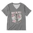 thumbnail image 4 of Plus Size Tops for Women Western Vintage Cowgirl Graphic Short Sleeve V-Neck T Shirts 2025 Summer Trendy Casual Basic Tees Light Gray 5XL, 4 of 4