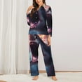 thumbnail image 2 of Fotbe Dramatic Shark Attack Pattern Long Sleeve Pajama Set for Women,Sleepwear Set,2-piece Loungewear Set,Soft PJs Comfy Nightwear with Pockets -XX-Large, 2 of 7