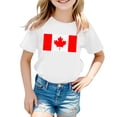 thumbnail image 4 of T-shirt à Manches Courtes pour Filles de la Fête du Canada, Col Rond d'Été, Coupe Décontractée, Chandails de Base, 4 of 4