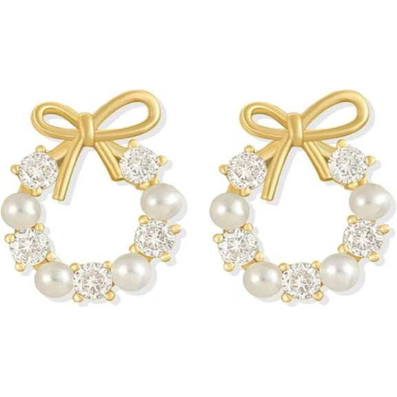 Bow Earrings For Women Trendy Gold Pearl Drop Dangle Earrings Bowknot Stud Wedding Party Daily Jewelry Accessory Gifts For Her[Z748]