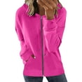 thumbnail image 1 of Bellella Chandails en Molleton à Capuche pour Femmes, Fermeture Éclair, Manches Longues, Veste Confortable, Cordon de Serrage, Rouge Rose m, 1 of 2