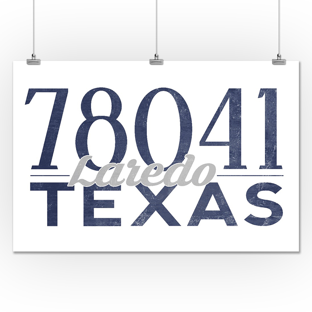 Laredo, Texas 78041 Zip Code (Blue) Lantern Press Artwork (24x36