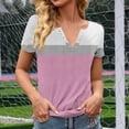 thumbnail image 3 of Camisetas de Cuello Redondo Botón de Impresión de la Moda de Manga Corta de las Mujeres, Poliéster Spandex, 3 of 5