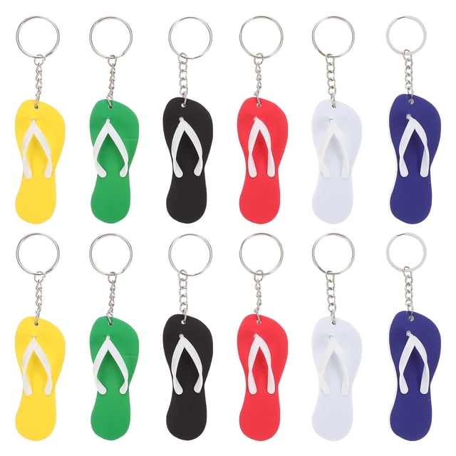 12pcs Pantoufles Porte-Clés Thermique Imprimable Porte-Clés de Style Hawaïen