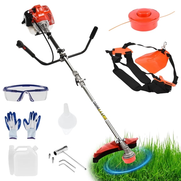 AurumEdge 2-Cycle Gas Weed Eater, 52cc Gas Straight Shaft String Backpack Grass Trimmer, Strong Powerful Full Functioning Guard Accessories Hedge Trimmer