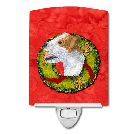 

Caroline s Treasures SS4191CNL Jack Russell Terrier Cristmas Wreath Ceramic Night Light 6x4x3 multicolor