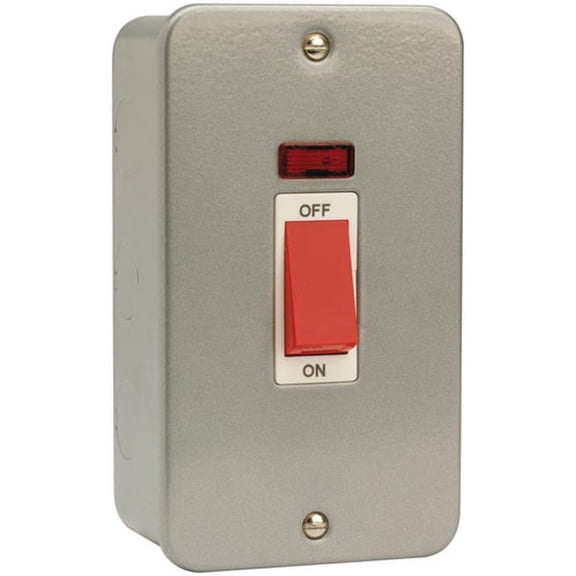 CLICK - 45A Metal Clad DP Switch, 2-Gang with Neon