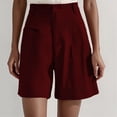 thumbnail image 2 of JIAYUE Women's Bermuda Shorts Buttons Solid Color Summer Elastic High Waisted Wide Leg Business Casual Dressy With Pockets Versatile Female Bottoms, 2 of 6