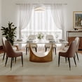 thumbnail image 2 of POVISON-71" Modern Minimalist Dining Table for 4-6, Hobart Gold Rectangular Glossy Sintered Stone Tabletop, Bronze Carbon Steel Base for Dining Room (Table Only), 2 of 6