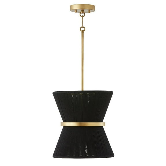 1 Light Pendant-Black Rope/Patinaed Brass Finish    -Traditional Installation Capital Lighting 341211Kp