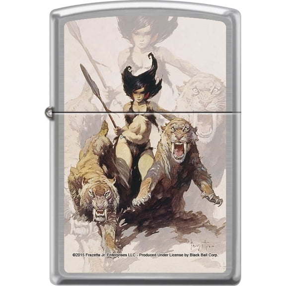 Frazetta - The Huntress - Brushed Chrome Zippo Lighter