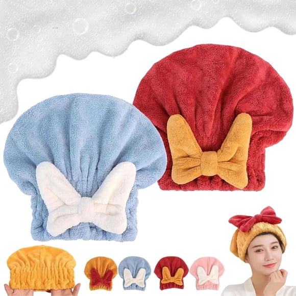 Nueva toalla para el cabello súper absorbente, toalla para el cabello con pajarita suave y espesa de secado rápido, turbante seco, toalla para el cabello húmedo, para todo tipo de cabello, portátil y