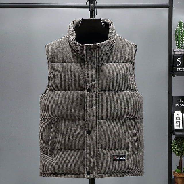 Chaleco de pana ligero de lujo para hombre, chaleco de algodón con plumón, chaleco de moda con textura de otoño e invierno, abrigo de pareja de algodón grueso para hombre