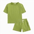 thumbnail image 2 of peqiut Toddler Boy Summer Play Clothes Short Sleeve Tee Elastic Shorts Outfit 12M-5T, 2 of 8