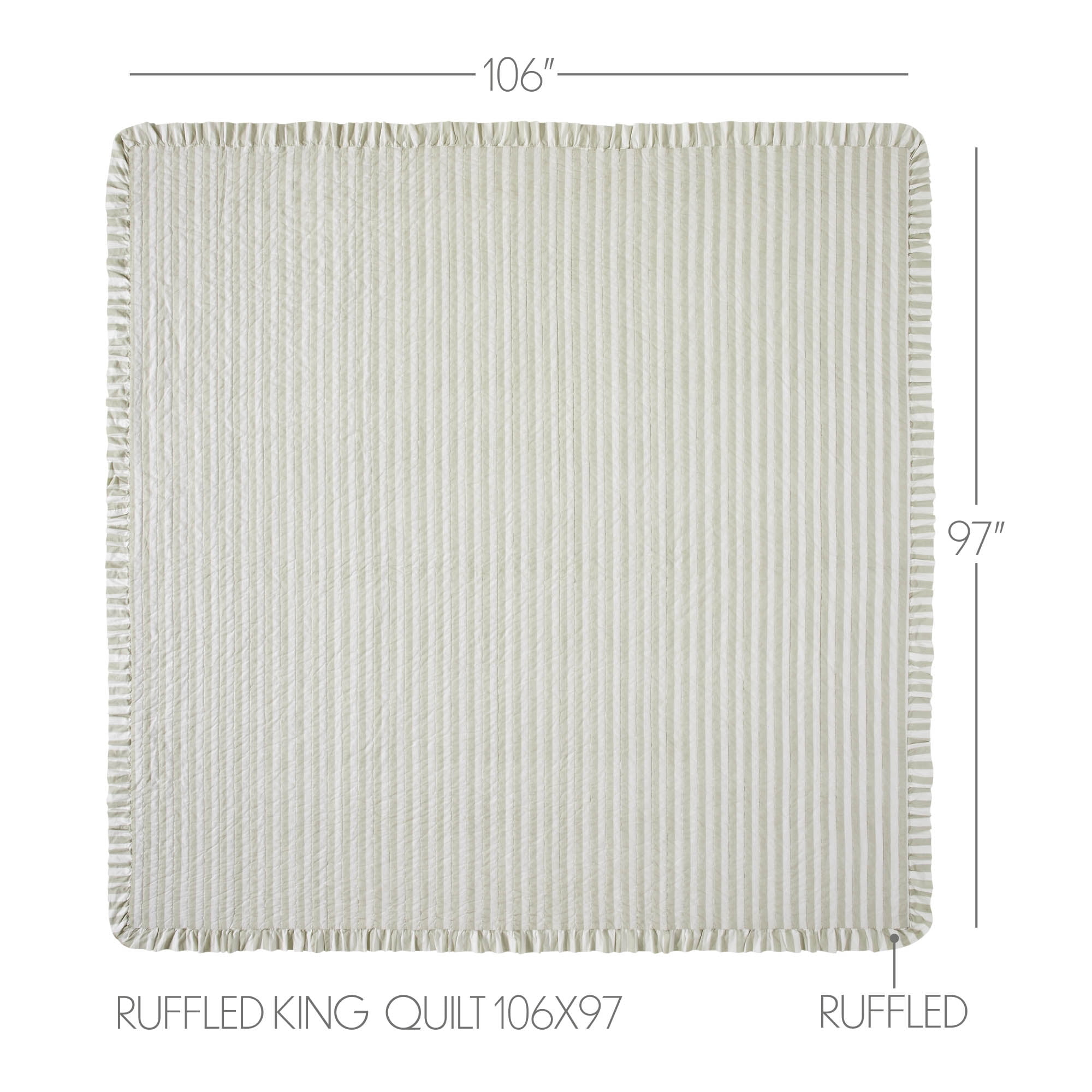 VHC Brands White Cotton Striped Quilts, King - Reversible