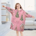 thumbnail image 5 of FORMRS Wearable Blanket Hoodie with Sleeves for Kids Cozy Flannel Sweatshirt, Pink Gingerbread House, 5 of 7