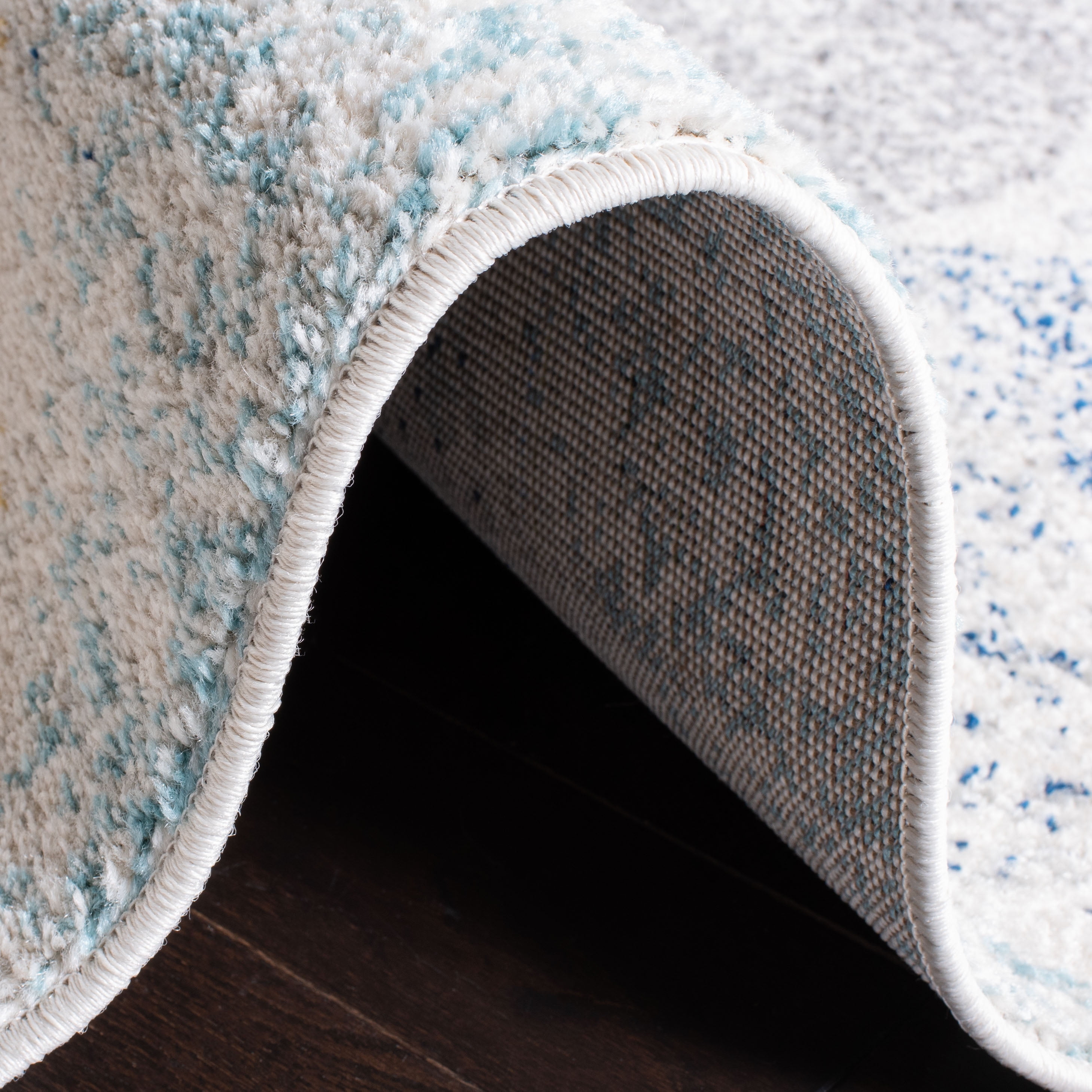 SAFAVIEH Madison Leighton Geometric Runner Rug, Ivory/Blue, 2'3" x 20'