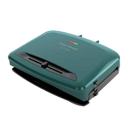 George Foreman Rapid Grill Series 5-Serving Removable Plate Electric Indoor Grill and Panini Press, Variable Temp, Titanium Infused Plates, Green/Titanium,