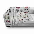 thumbnail image 3 of Cartoon Soft Flannel Fleece Throw Blanket, Smiling Face and Cartoon Hand Drawing Image with Positive Face Expressions, Cozy Plush for Indoor and Outdoor Use, 50" x 60", Multicolor, by Ambesonne, 3 of 6