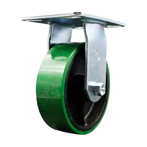 6 Inch Heavy Duty Green Poly on Cast Iron Rigid Caster with Ball Bearing SCC