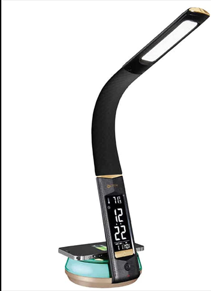 Ottlite Wellness Series Wireless Charging Lamp Black & Gold