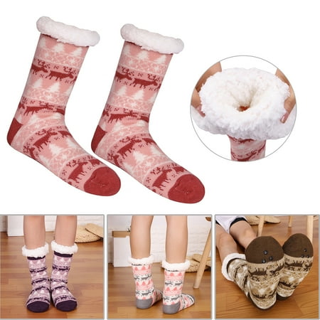 

Unisex Soft Non-Slip Floor Socks Winter Padded Warm Sleeping Socks Fleece Lined Slipper Bed Carpet Socks