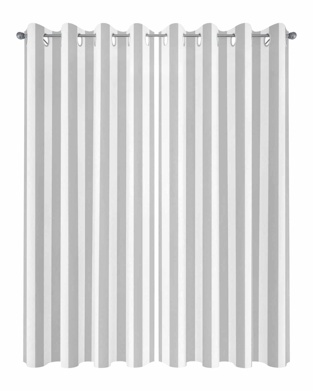 Grey Striped Outdoor Curtains for Patio, Modern Farmhouse Gray White Stripes Privacy Drapes Grommet Waterproof Outside Curtains for Porch/Cabana/Balcony 54"x 95", 2 Panel