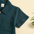 thumbnail image 6 of Yindaity Toddler Boy Patchwork Summer Outfits Short Sleeve Button Down Shirt Tops & Casual Shorts Sets Baby 2T 3T 4T 5T Clothes (Dark Green,2-3 Years), 6 of 6