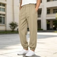 thumbnail image 6 of Xaqiouau Boys Jogger Pants with Pintuck Detail Elastic Waist Casual Trousers Cuffed Leg Relaxed Fit Solid Color Everyday Wear Kids School Sportswear Khaki 11-12 Years, 6 of 9