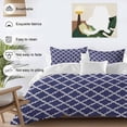 thumbnail image 3 of 3 Piece Quatrefoil Moroccan Pattern Duvet Cover Set Twin Size, Microfiber Comforter/Quilt Cover with Corner Ties and 2 Pillowcases, Geometric Blue Morocco All Season Soft Bedding with Zipper Closure, 3 of 8