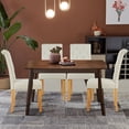 thumbnail image 3 of Gymax 4PCS Upholstered Dining Chair High Back Armless Chair w/ Wooden Legs Beige, 3 of 8