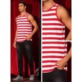 thumbnail image 5 of DARING DIVA Men's Stripes Tank Sleeveless T-Shirt Crew Neck Striped Vest S Red White, 5 of 6