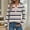 Purple(New), variant on PNTUTB Fashionable Women's V-Neck Button-Up Colorful Striped Pullover Long Sleeve Casual Top