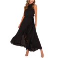 thumbnail image 5 of QUNYINEY Casual Women Dresses Solid Sleeveless A-Line Dress Ruffle Mock Neck Flowy Maxi Sundress, 5 of 5