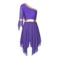 thumbnail image 1 of Raenseen Costume de Danse pour Femmes Superposition Tunique à Paillettes Culte Lyrique Robe de Danse Violette G, 1 of 6
