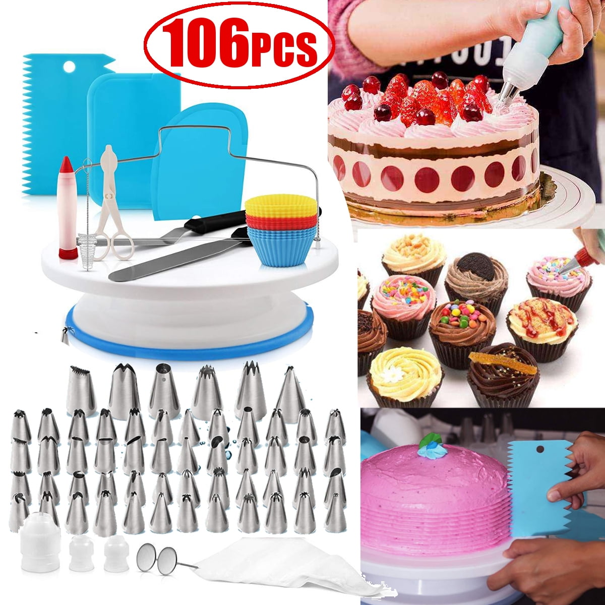 106 Pieces Cake Decorating Supplies Professional Cupcake Baking