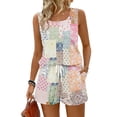 thumbnail image 2 of UDAUDU 2 Piece Sets for Women Summer Floral Print Sleeveless Tank Top and Shorts Beach Travel Soft Clothes Pink XL, 2 of 8