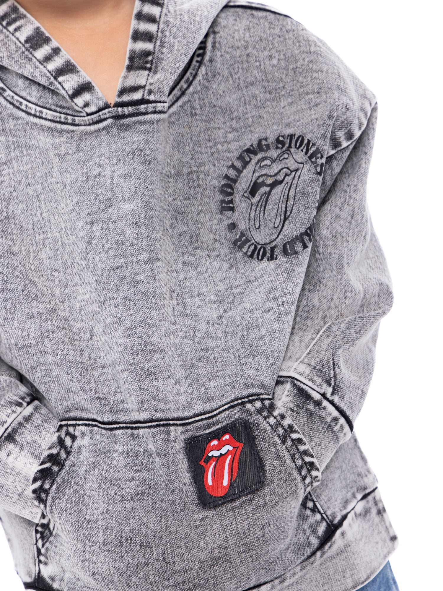 Rolling Stones Toddler Boys Mineral Washed Denim Graphic Hoodie, Sizes 12M-5T