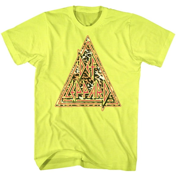 Def Leppard Leppard Print Neon Yellow Heather Adult T-Shirt