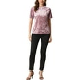 thumbnail image 2 of INSPIRE CHIC Women's Casual Round Neck Short Sleeve Velvet Top XL Pink, 2 of 6