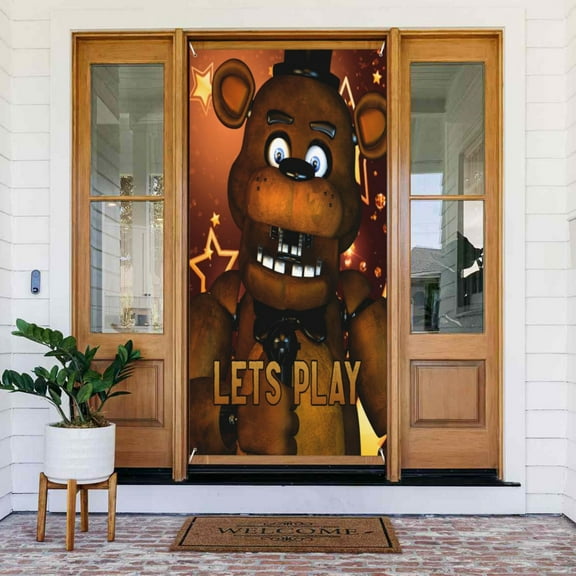 Five Nights At Freddy'S Door Cover Decorations Door Banner Porch Sign Banner For Indoor Outdoor Wall Home Party Supplies 72.8 x 35.4 Inch