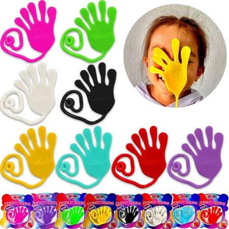 Giant Jumbo Original Sticky Hands (8 Pack Assorted) Mega Large Fun Stretchy Silly String Toy for Kid Adult,Stress Anxiety ADHD Relief,Party Favors,Birthday Gift,Goodie Bag Stuffers,Classroom Prizes