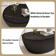 thumbnail image 5 of MDQMD Black Oval Coffee Table with Marble Top for Living Room,Mid Century Modern Coffee Table with Fluted Leather Cover,No Assembly Required, 5 of 8
