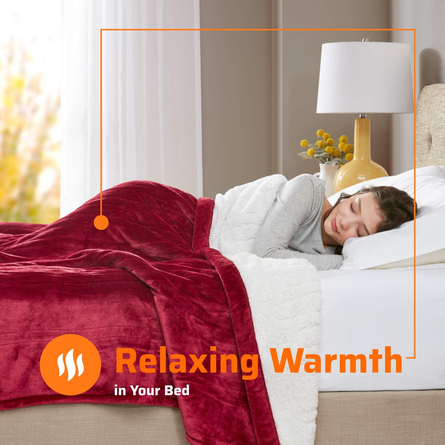 Sherpa Soft Dual Control Electric Blanket King Size Heating Blankets Washable 1 10 Hour Automatic Shut Off Double Zone 20 Heat Settings 100 X 90 Red Walmart