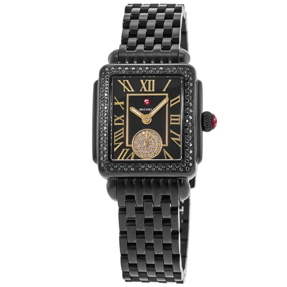 Michele Deco Madison Diamond Black Dial Black PVD Steel Women's Watch MWW06G000051