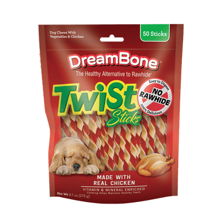 UPC: 0810833028443 | DreamBone Twist Sticks 50 Count  Rawhide-Free Chews For Dogs  With Real Chicken